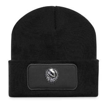 Volleyball Volleyballer Logo - Recycelte Patch Beanie - Schwarz - Vorne