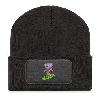 Vélo souris - Beanie recyclé à patch - charbon - Devant