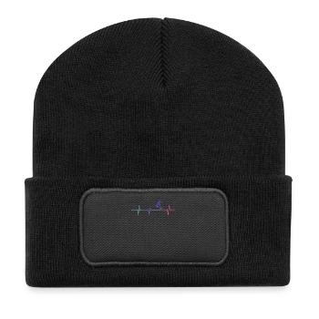 Herzschlag Fußball Puls Fußballer Geschenk - Recycelte Patch Beanie - Schwarz - Vorne