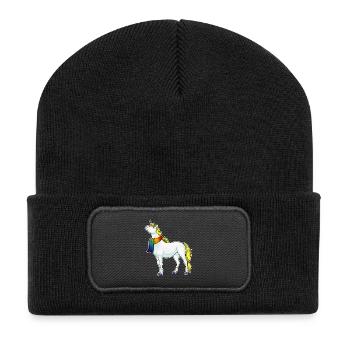 Foulard licorne - Beanie recyclé à patch - noir - Devant