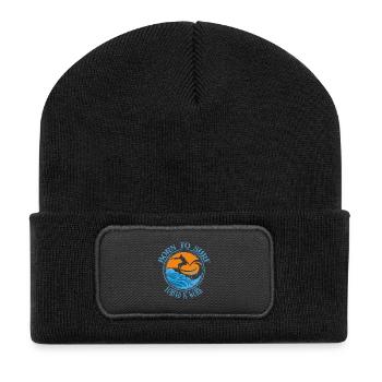 Born to surf forced to work - Surfing Lover Tee - Recycelte Patch Beanie - Schwarz - Vorne