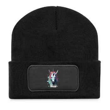 Evil Unicorn Head Unicorn Lover Gift - Recycled Patch Beanie - black - Front