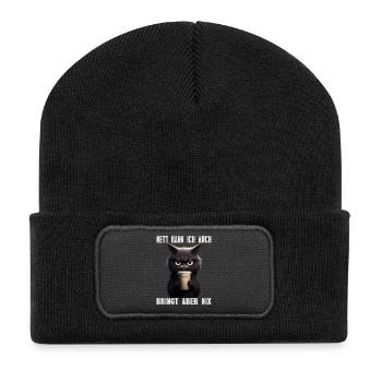 Nett Kann Ich Auch Bringt Aber Nix Schwarze Katze - Recycelte Patch Beanie - Schwarz - Vorne