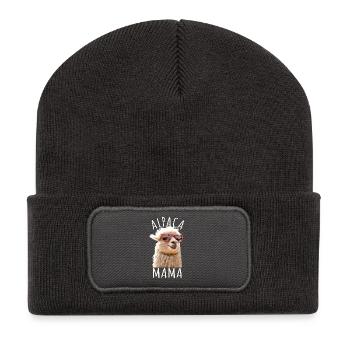 Alpaka Mama Alpaca Mutter Lama Muttertag Alpaka - Recycelte Patch Beanie - Dunkelgrau - Vorne