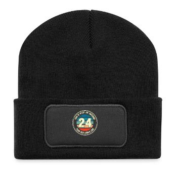 24. Geburtstag so sieht man mit 24 Retro Geschenk - Recycelte Patch Beanie - Schwarz - Vorne