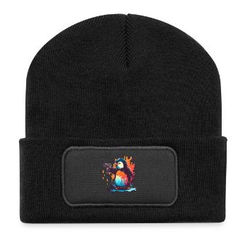 Penguin with pulled kolt - Recycled Patch Beanie - black - Front