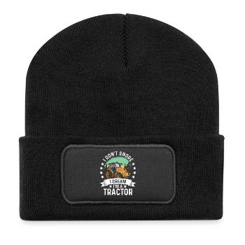 I Don't Snore I Dream I am A Tractor Spruch - Recycelte Patch Beanie - Schwarz - Vorne
