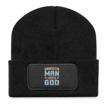 Atheist Man Created God Anti Religion Agnostic - Recycled Patch Beanie - black - Front