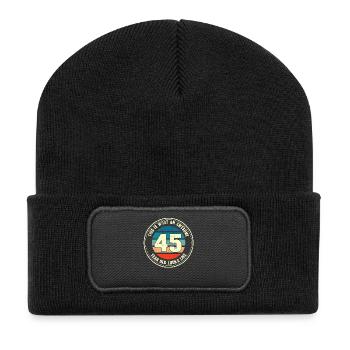 45. Geburtstag so sieht man mit 45 Retro Geschenk - Recycelte Patch Beanie - Schwarz - Vorne