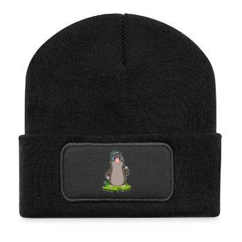 Chapeau de Taupe - Beanie recyclé à patch - noir - Devant