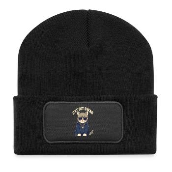 Got Swag Cat with Sunglasses - Recycled Patch Beanie - black - Front
