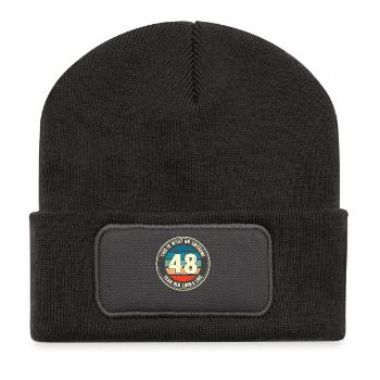48th Birthday So You See With 48 Retro Gift - Recycled Patch Beanie - dark grey - Front