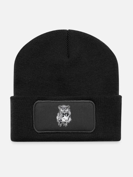 Hibou géométrique - Beanie recyclé à patch - noir