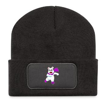 Eisbär Eislaufen Schlittschuhe - Recycelte Patch Beanie - Dunkelgrau - Vorne
