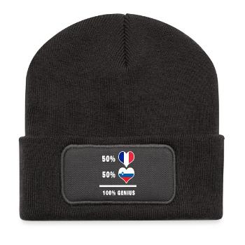 Slowenien und Frankreich 100% tolle Flaggen - Recycelte Patch Beanie - Dunkelgrau - Vorne