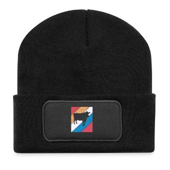 Cadeau de ferme laitière Cow Retro Moo Farmer - Beanie recyclé à patch - noir - Devant
