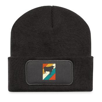 Kuh Retro Muh Landwirt Milch Bauernhof Geschenk - Recycelte Patch Beanie - Dunkelgrau - Vorne