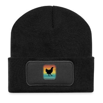 Poulet Poulets Coq Farmer Retro Farm Cadeau - Beanie recyclé à patch - noir - Devant