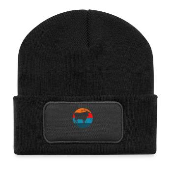 Cow Retro Moo Farmer Milk Farm Gift - Recycled Patch Beanie - black - Front