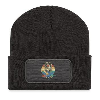 Dinosaur 9 Years Gift 9th Birthday Retro - Recycled Patch Beanie - dark grey - Front