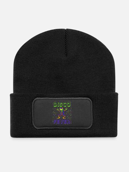 Frog Disco Fever - Recycled Patch Beanie - black