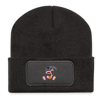 Maulwurf Bergarbeiter Spitzhacke Bergbau - Recycelte Patch Beanie - Dunkelgrau - Vorne