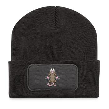 Beutelratte Bodybuilder Hanteln Bodybuilding - Recycelte Patch Beanie - Dunkelgrau - Vorne