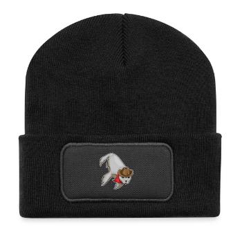 Chapeau de cowboy de phoque - Beanie recyclé à patch - noir - Devant