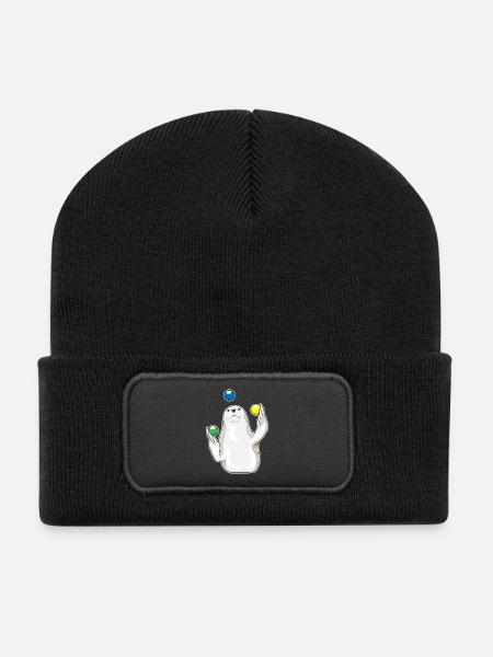 Seehund Jongleur Jonglieren - Recycelte Patch Beanie - Schwarz