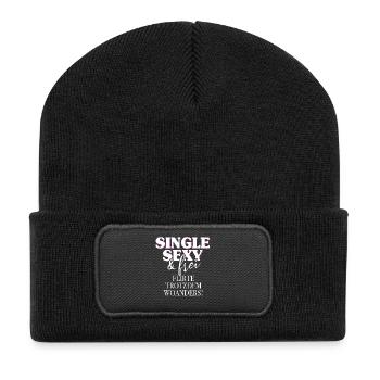 Single Sexy Frei Flirte Woanders Anti Anmache Solo - Recycelte Patch Beanie - Schwarz - Vorne