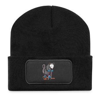 Skieur rat marsupial ski sports d’hiver - Beanie recyclé à patch - noir - Devant