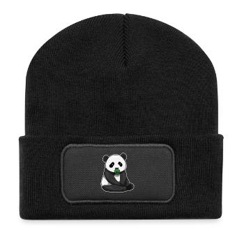 Tétine pour bébé panda - Beanie recyclé à patch - noir - Devant