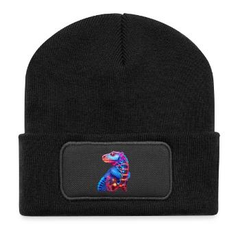 Neon-Illuminierter Drachen - Recycelte Patch Beanie - Schwarz - Vorne