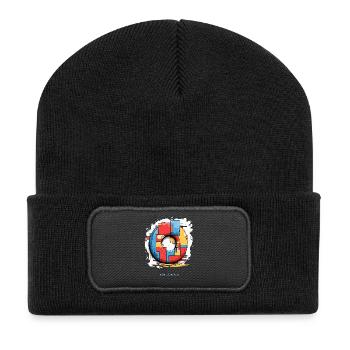 modern donut art - Recycled Patch Beanie - black - Front