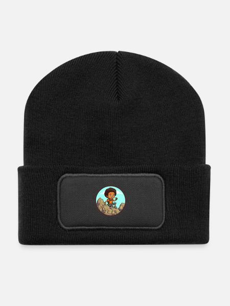 Afro Black Kid Young Girl Empowerment Girl - Beanie recyclé à patch - noir
