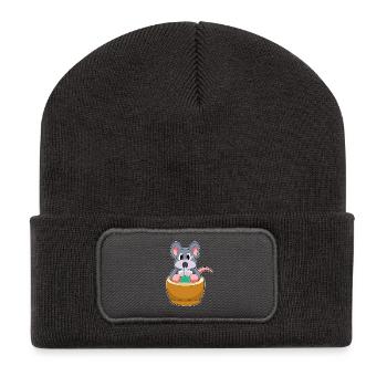 Bureau des boissons du secrétaire de la souris - Beanie recyclé à patch - charbon - Devant