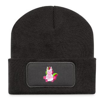 Einhorn Yoga Fitness Meditation - Recycelte Patch Beanie - Dunkelgrau - Vorne