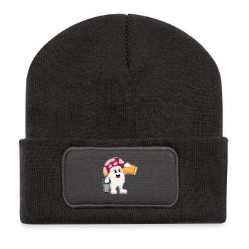 Métier de charpentier à champignons - Beanie recyclé à patch - charbon - Devant