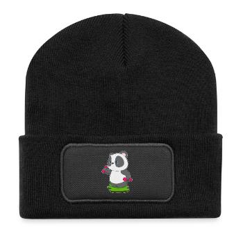 Panda Bodybuilder Dumbbells Bodybuilding - Recycled Patch Beanie - black - Front
