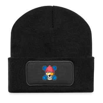 Totenkopf Snowboarder Snowboard - Recycelte Patch Beanie - Schwarz - Vorne