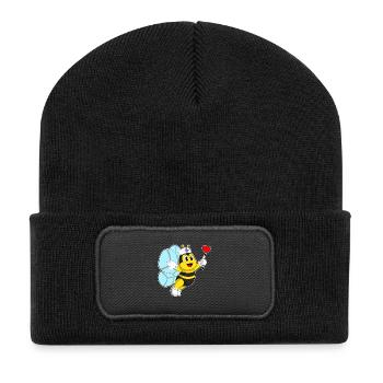 Biene Krankenschwester Herz - Recycelte Patch Beanie - Schwarz - Vorne