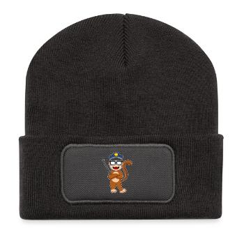 Monkey Policeman Baton Police - Recycled Patch Beanie - dark grey - Front