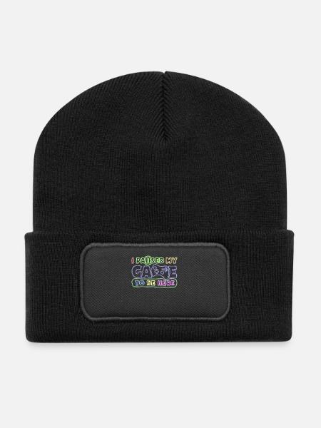 I Paused My Game To Be Here Funny Video Game - Recycled Patch Beanie - black