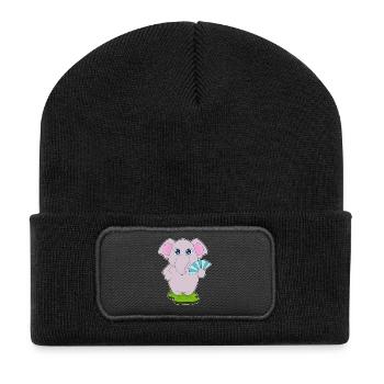 Éventail de main d’éléphant - Beanie recyclé à patch - noir - Devant