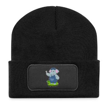 Elephant Mechanic Wrench Workshop - Recycled Patch Beanie - black - Front