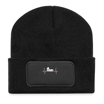 Rome Colosseum Heartbeat Roma Skyline Rome Italy - Recycled Patch Beanie - black - Front