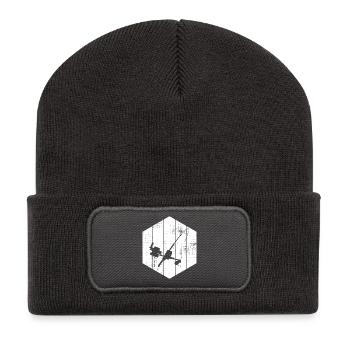 Angel Zeichnung - Recycelte Patch Beanie - Dunkelgrau - Vorne