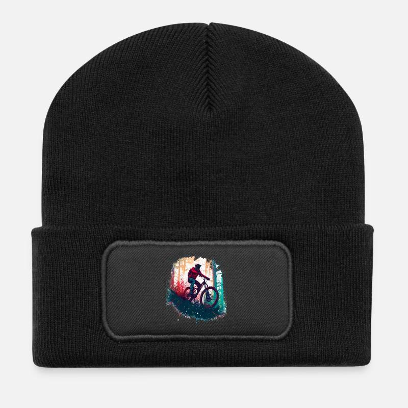 Mountainbike MTB Downhill Radfahrer - Recycelte Patch Beanie - Schwarz