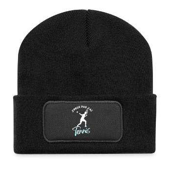 je peux pas j'ai tennis cadeau humoristique - Beanie recyclé à patch - noir - Devant