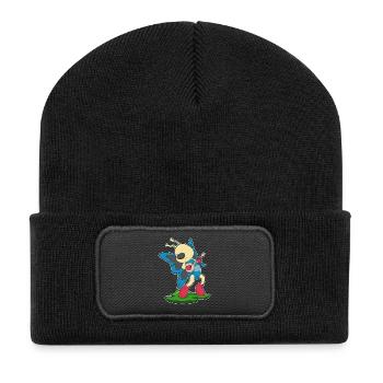 Schmetterling Musiker Gitarre Musik - Recycelte Patch Beanie - Schwarz - Vorne